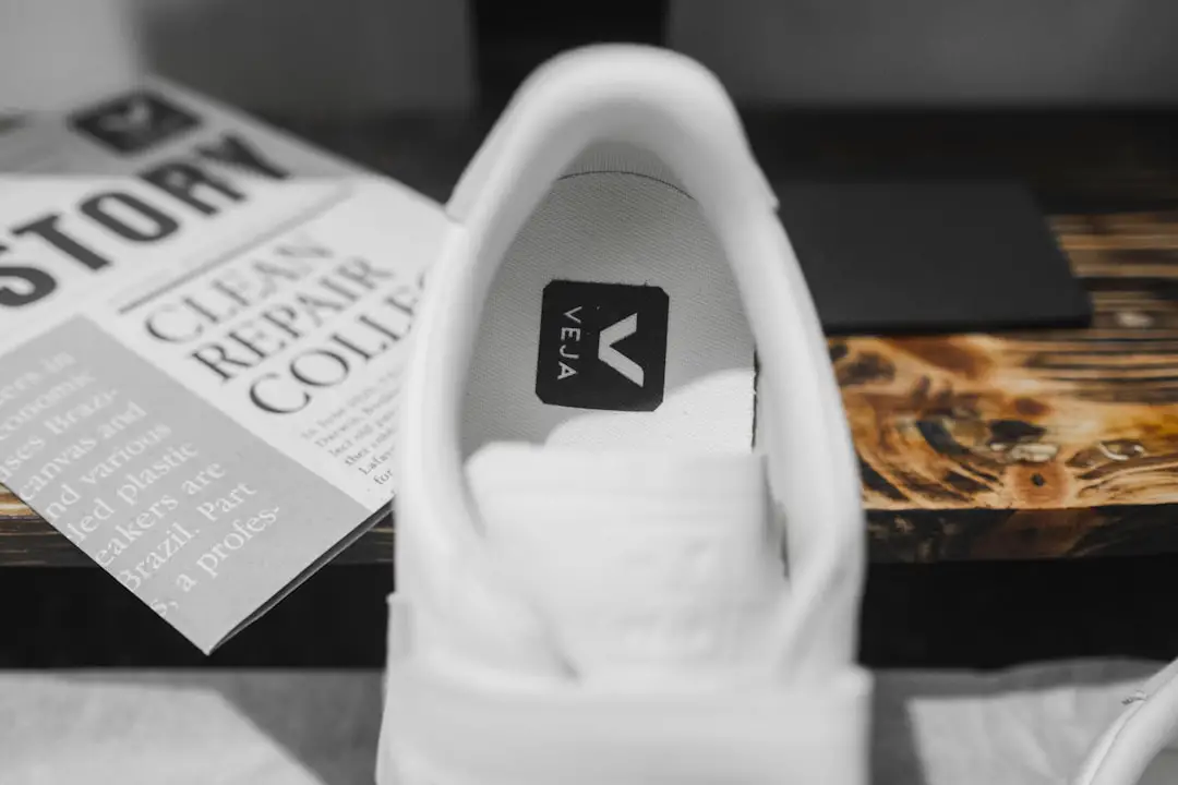a white object with a black logo
